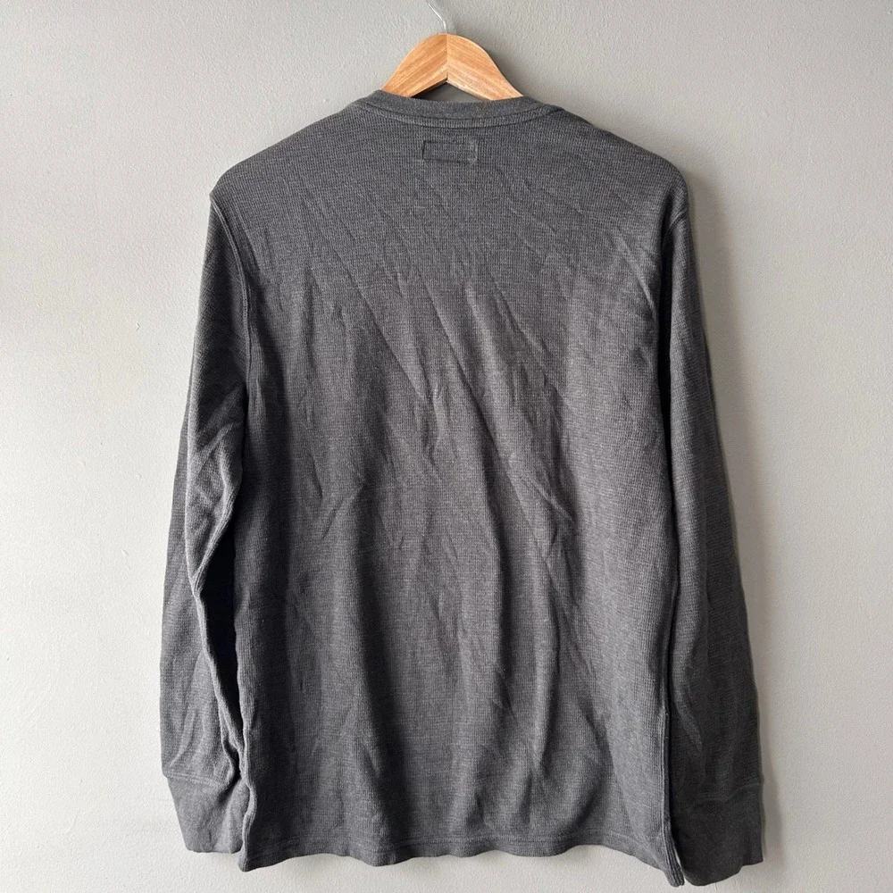 Polo Ralph Lauren‎ Men's Gray Waffle Knit Long Sleeve Crew Neck Shirt Size L